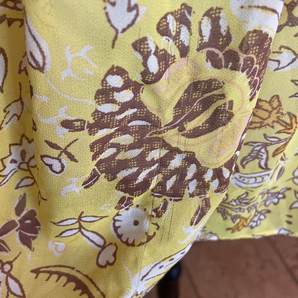 Marc New York Floral Yellow Ruffle & Rick Rack Women's Top - Picture 6 of 16